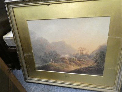 Lot 1125 - Attributed to Nicholson, Figures in an evening landscape, watercolour together with a harbour scene