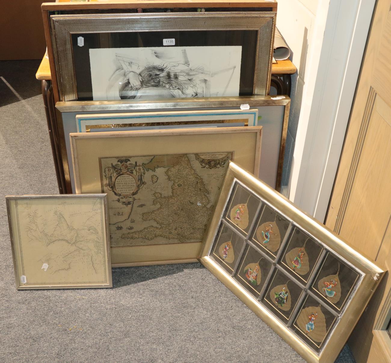 Lot 1135 - A group of modern oil paintings (unframed) together with a framed study of a nude,  an abstract oil