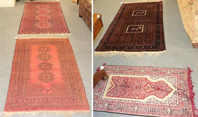 Lot 1158 - Afghan Turkmen prayer rug, the madder field with four guls beneath the Mihrab enclosed by...