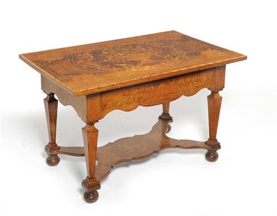 Lot 1358 - A Dutch Walnut and Floral Marquetry Centre Table, the rectangular top richly inlaid with...