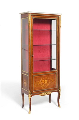 Lot 1360 - A Louis XV/Transitional Style Rosewood Floral Marquetry and Ormolu Mounted Vitrine, the white...