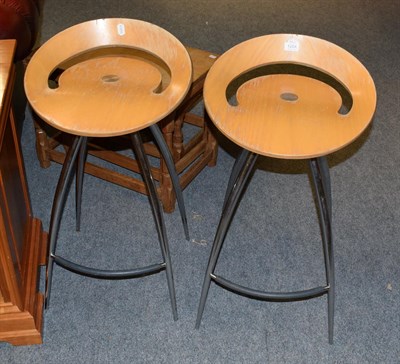 Lot 1204 - A pair of 20th century Lyra bar stools with chrome legs