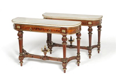 Lot 1361 - A Pair of Louis Philippe Style Mahogany and Gilt Metal Mounted Console Tables, 20th century,...