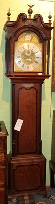 Lot 1229 - An oak eight day longcase clock, bearing a later inscription James Rishton Rochdale, trunk with...
