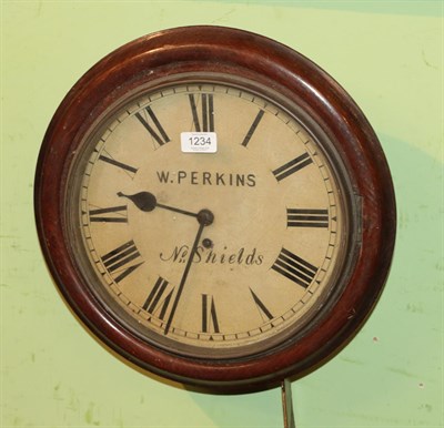 Lot 1234 - A single fusee wall timepiece, signed W.Perkins, Northshields