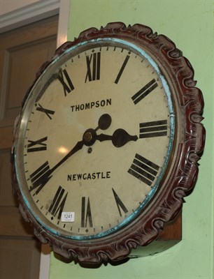 Lot 1241 - A mahogany single fusee wall timepiece, signed Thompson, Newcastle