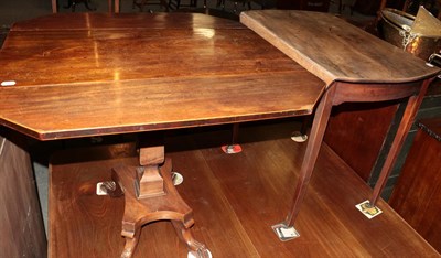 Lot 1255 - George III mahogany Pembroke table and a 19th century mahogany pedestal Pembroke table