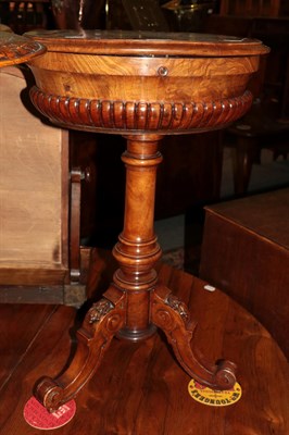 Lot 1268 - Victorian burr walnut teapoy fitted with mixing bowls and hinged canister