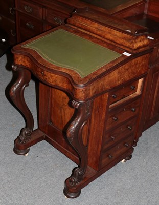 Lot 1271 - A late Victorian burr walnut Davenport with green leather inset and gilt tooled border