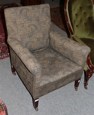 Lot 1278 - A Victorian armchair with green loose cover, 69cm wide