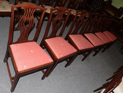 Lot 1281 - Set of six George III mahogany dining chairs with drop-in seats