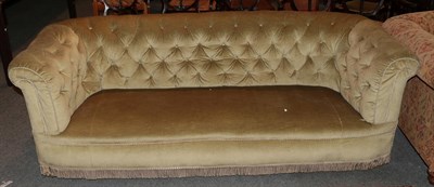 Lot 1287 - A late Victorian green buttoned Chesterfield sofa, 202cm wide