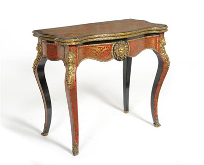 Lot 1369 - A Napoleon II Ebonised, Red Tortoiseshell and Brass Inlaid Card Table, 3rd quarter 19th...