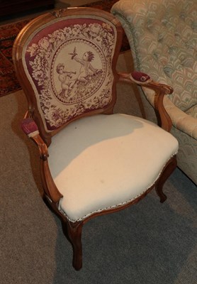 Lot 1297 - A 19th century beech fauteuil in the Louis XVI style