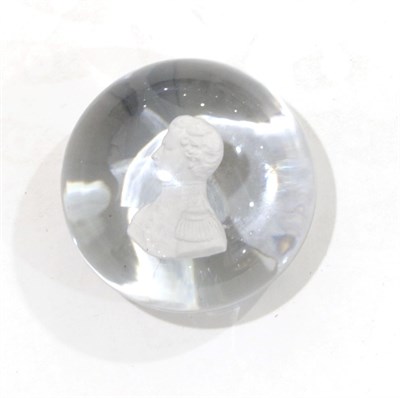 Lot 1000 - A Glass Sulphide Paperweight, 19th century, set with a bust portrait of Prince Albert, 7cm diameter