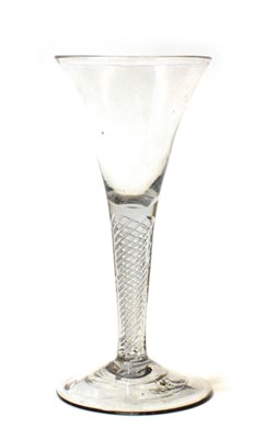 Lot 1009 - A Large Wine Glass, circa 1750, the trumpet bowl on an air twist stem, 18.5cm high