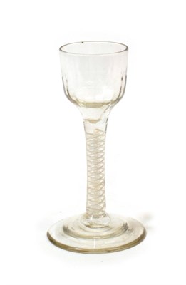 Lot 1010 - A Cordial Glass, circa 1750, the semi-fluted ogee bowl on a opaque twist stem, 13.5cm high; A...