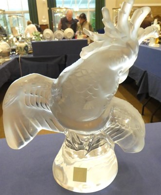 Lot 1014 - A Lalique Frosted and Clear Glass Model of a Cockatoo, 2nd half 20th century, No.11621, signed...