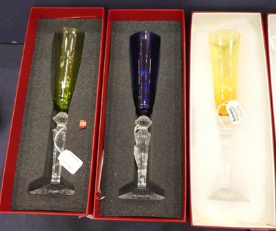 Lot 1015 - A Harlequin Set of Six Baccarat Mille Nuits Flutissimo Champagne Flutes, modern, designed by...