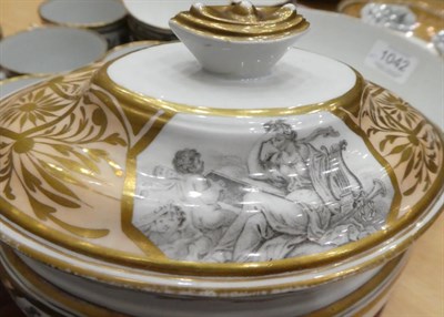 Lot 1042 - A Miles Mason Porcelain Tea and Coffee Service, circa 1810, black printed with classical figures in