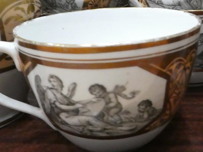 Lot 1042 - A Miles Mason Porcelain Tea and Coffee Service, circa 1810, black printed with classical figures in