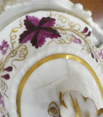 Lot 1043 - A Coalport Porcelain Dessert Service, circa 1820, painted in purple and gilt with bands of fruiting