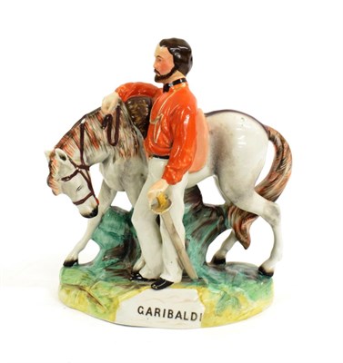 Lot 1048 - A Staffordshire Pottery Equestrian Figure of Garibaldi, mid 19th century, 23cm high  See P D Gordon
