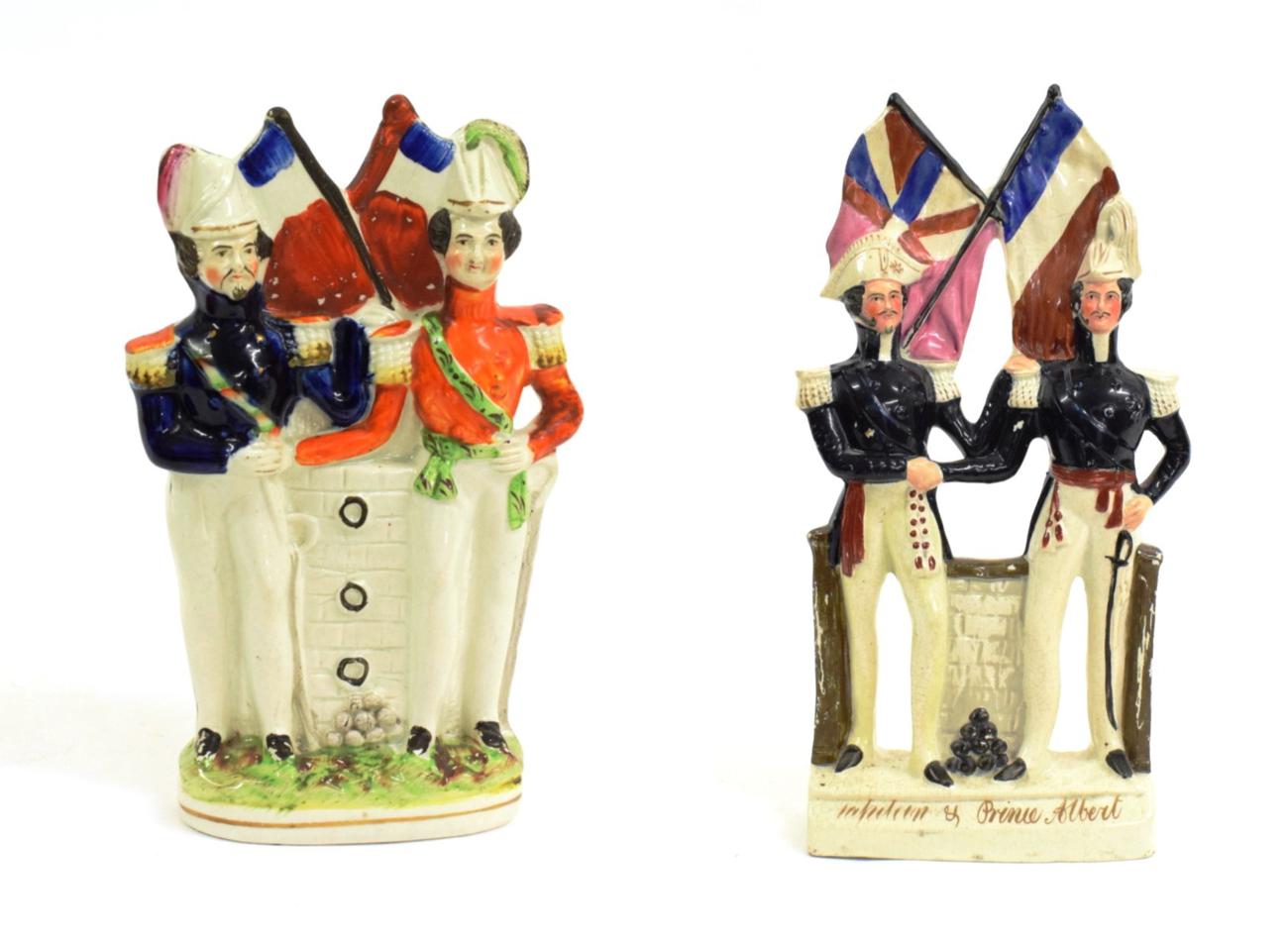 Lot 1050 - A Staffordshire Pottery Crimean War Alliance Figure Group, mid 19th century, with Napoleon III...