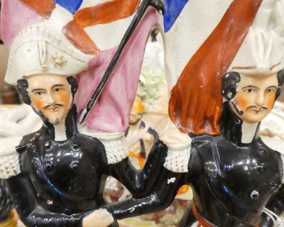 Lot 1050 - A Staffordshire Pottery Crimean War Alliance Figure Group, mid 19th century, with Napoleon III...