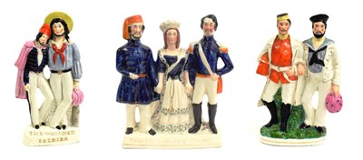 Lot 1051 - A Staffordshire Pottery Crimean War Alliance Figure Group, mid 19th century, as Queen Victoria...