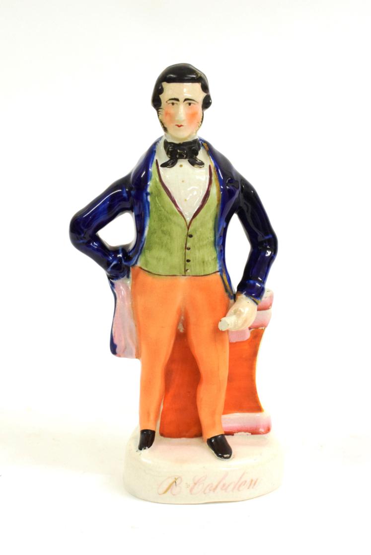 Lot 1058 - A Staffordshire Pottery Figure of Richard Cobden, mid 19th century, standing, 23cm high