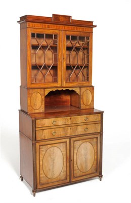 Lot 1381 - A Gillows of Lancaster Mahogany, Ebony Banded and Boxwood Strung Secretaire Bookshelf, circa...