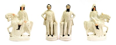 Lot 1060 - A Pair of Staffordshire Pottery Figures of Moody and Sankey, 19th century, 33cm high; and A Similar