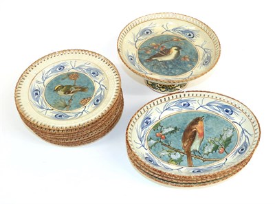 Lot 1065 - A Victorian Minton Earthenware Dessert Service, painted by an outside decorator with British...