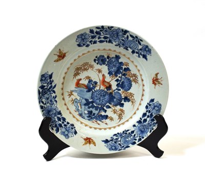 Lot 1093 - A Chinese Porcelain Dish, 18th century, painted in underglaze blue, iron red and gilt with...