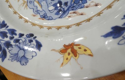 Lot 1093 - A Chinese Porcelain Dish, 18th century, painted in underglaze blue, iron red and gilt with...