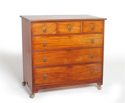 Lot 1385 - A Mahogany Straight Front Chest of Drawers, stamped Gillow & Co, Lancaster, late 19th century, with