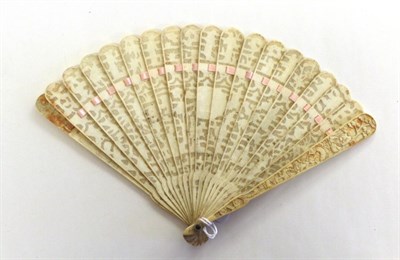 Lot 1100 - An Early 19th Century Chinese Carved Ivory Brisé Fan, Qing Dynasty, the seventeen inner sticks and