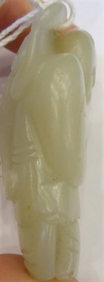 Lot 1120 - A Chinese Jade Figure, of a boy carrying a flower over his shoulder, 6.5cm high See illustration
