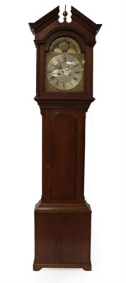 Lot 1143 - ~ An Oak Eight Day Longcase Clock, signed Walton, Haltwhistle, circa 1780, broken arched...