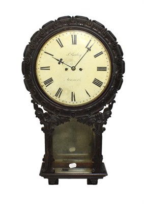 Lot 1153 - ~ A Victorian Mahogany Striking Drop Dial Wall Clock, signed S.Bailey, Newcastle, circa 1850,...
