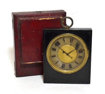 Lot 1158 - A Sedan Timepiece Fitted in the Original Travelling Case, 19th century, inner ebonised case, hinged