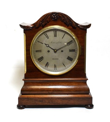 Lot 1170 - A Rosewood Striking Table Clock, signed Muston and Gath, Bristol, circa 1840, arched pediment,...