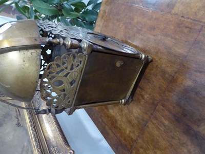 Lot 1175 - A Brass Striking Lantern Clock, four posted frame, pierced frets, frets inscribed ''Tho Wheeler...