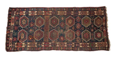 Lot 1194 - Jaff Rug Iranian Kurdistan, circa 1910 The indigo field with columns of polychrome hexagons...