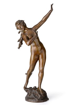 Lot 1250 - After Auguste Moreau (1855-1919): A Bronze Figure of a Girl, with a bee on her right leg,...