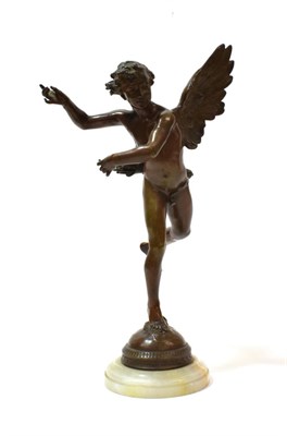 Lot 1251 - A Pirasse: A Bronze Figure of Cupid, standing on one leg, pulling an arrow from his quiver,...