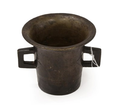 Lot 1262 - A Bronze Mortar, possibly German, 16th/17th century, of flared cylindrical form with angular...