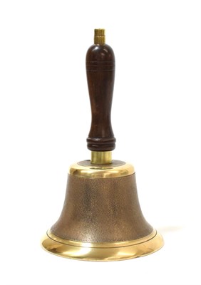 Lot 1268 - A Brass Town Criers Hand Bell, 20th century, with turned wooden handle, 25cm high