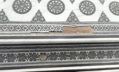 Lot 1271 - A Vizagapatam Ivory, Ebony and Sadeli Work Box, mid 19th century, of sarcophagus form with...
